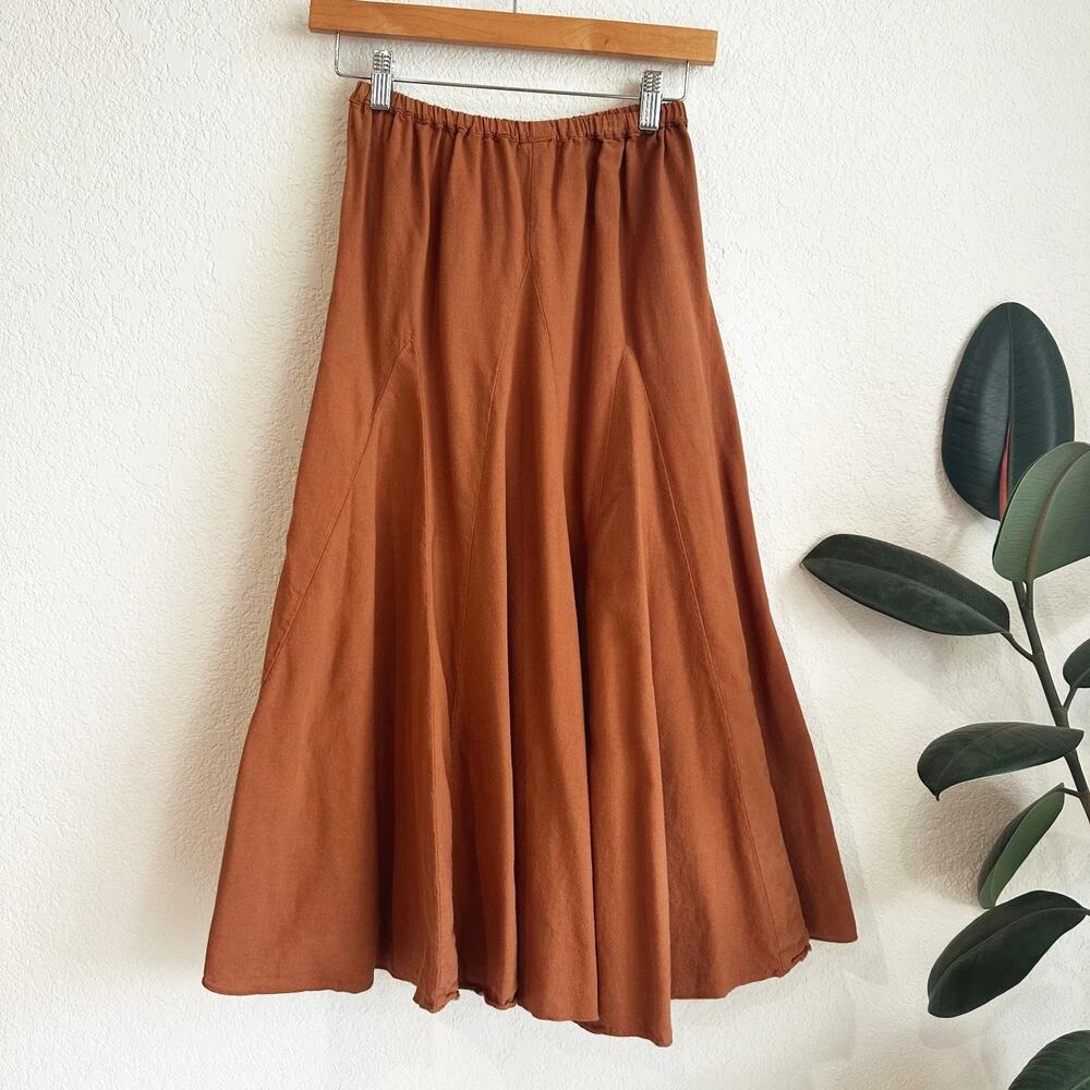 CP Shades Rust Brown Midi Skirt